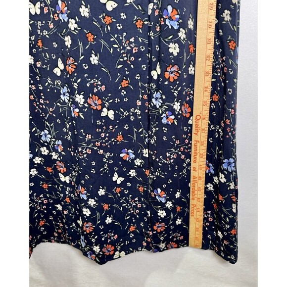 Sanctuary Maxi Dress Women’s Large Navy Blue Floral Butterfly Print A Line NEW - Picture 11 of 12